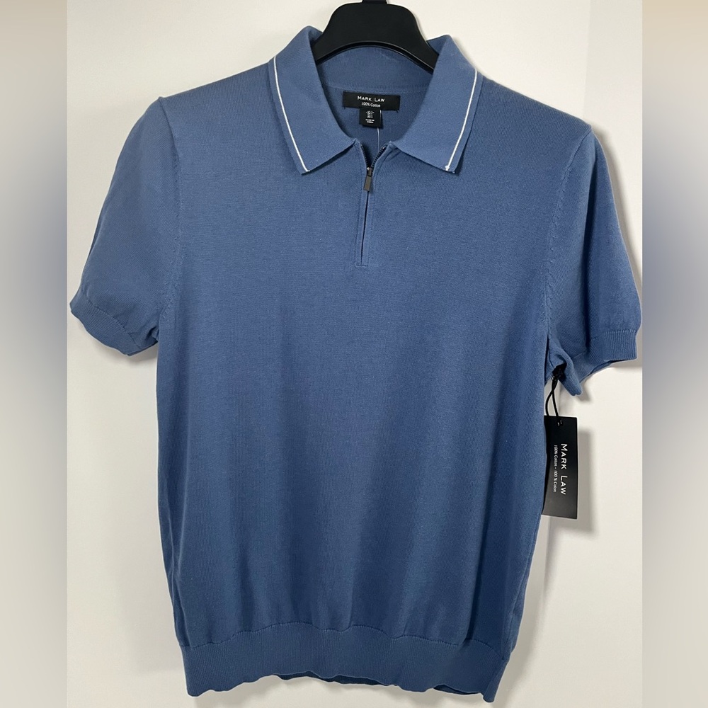 Mark Law Short Sleeve Full Fashion 100% Cotton 1/4 zip Knit Polo Sweater